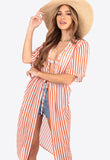 Orange Stripe Georgette Kimono