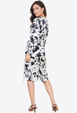 Black and White Cow Animal Print Satin Front Split Midi Dress