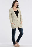 Stone Chunky Cable Knit Pocket Cardigan