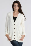 Cream Chunky Cable Knit Pocket Cardigan