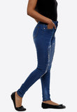 Blue Denim Diamante Insert Distressed Skinny Jeans