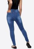 Blue Denim Diamante Insert Distressed Skinny Jeans