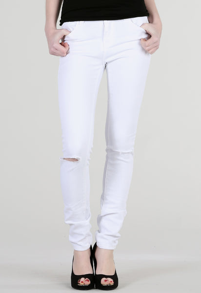 White Ripped Knee Skinny Fit Jean