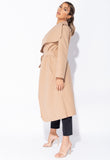 Camel Onesize Waterfall Collar Belted Duster Coat