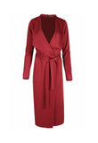 Wine Onesize Waterfall Collar Belted Duster Coat