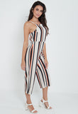 Stripe Culotte Open Back Jumpsuit