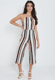 Stripe Culotte Open Back Jumpsuit