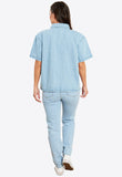 Blue Oversized Boxy Denim Shirt With Patch Pockets