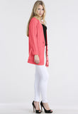 Coral Chunky Cable Knit Pocket Cardigan