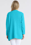 Turquoise Chunky Cable Knit Pocket Cardigan