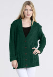 Bottle Green Chunky Cable Knit Pocket Cardigan