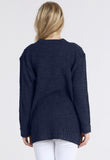 Navy Chunky Cable Knit Pocket Cardigan