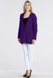 Purple Chunky Cable Knit Pocket Cardigan