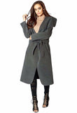 Charcoal Waterfall Collar Belted Duster Coat