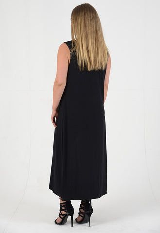 Black Lightweight Sleeveless Duster Jacket