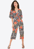 Multi Floral Print Wrap Culotte Jumpsuit