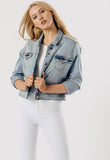 Plus Size Light Wash Blue Denim Jacket