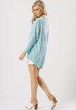 Light Blue Jersey Oversized Long Sleeve Dip Hem Batwing Top