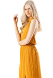 Mustard Cheesecloth Halterneck Maxi Dress