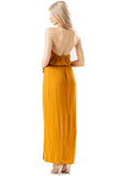 Mustard Cheesecloth Halterneck Maxi Dress