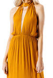 Mustard Cheesecloth Halterneck Maxi Dress