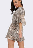 Leopard Print Wrap Playsuit