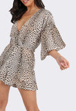 Leopard Print Wrap Playsuit