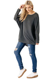 Charcoal Jersey Oversized Long Sleeve Dip Hem Batwing Top