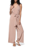 Beige Tie Front Asymmetrical Jumpsuit