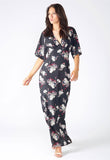 Black Floral Side Split Maxi Dress