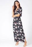 Black Floral Side Split Maxi Dress