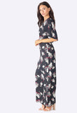 Black Floral Side Split Maxi Dress