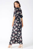 Black Floral Side Split Maxi Dress