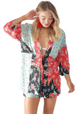 Multi Floral Patchwork Print Kimono