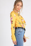 Yellow Floral Ruffle Frill Bodysuit