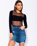 Distressed Uneven Hem Denim Mini Skirt