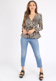 Leopard Print V Neck Peplum Top