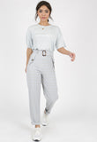 Grey Pastel Check Trouser with Mockhorn Buckle Detail