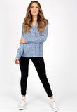 Blue Collared Irregular Spot Pyjama Shirt