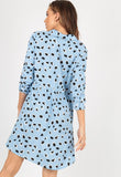 Blue Abstract Animal Print Dipped Hem Shirt Dress