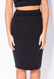 Black Midi Length Skirt With Hem Split