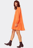 Orange Borderie Oversize Tiered Smock Dress