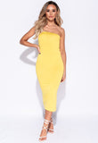 Yellow Bandeau Bodycon Midi Dress