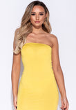 Yellow Bandeau Bodycon Midi Dress