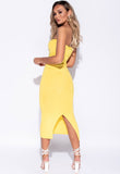 Yellow Bandeau Bodycon Midi Dress