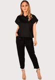 Black Short Sleeve Baggy Comfy Boxy Loungewear 2 Piece Set