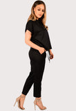 Black Short Sleeve Baggy Comfy Boxy Loungewear 2 Piece Set