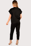 Black Short Sleeve Baggy Comfy Boxy Loungewear 2 Piece Set