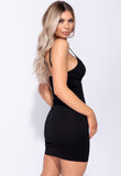 Black Rib Knit Cami Style Bodycon Mini Dress