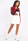 Colour Block Stripe Cropped Sweatshirt